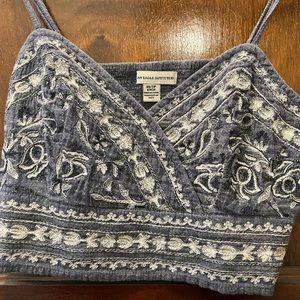 American Eagle Embroidered Cropped Tank Top